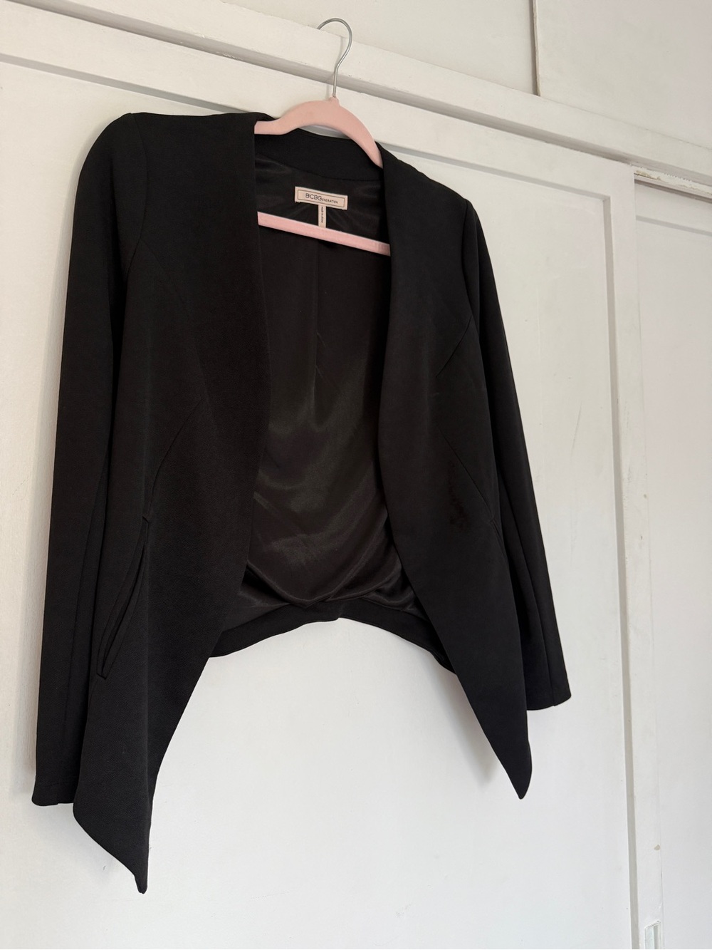 BCBGMaxAzria Black Open-Front Draped Blazer
